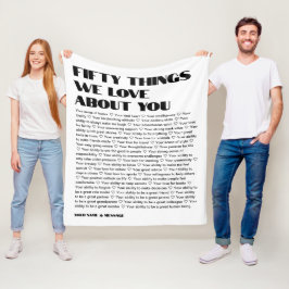 50 Dinge, die wir über Sie Liebe Vorlage Geburtsta Fleecedecke