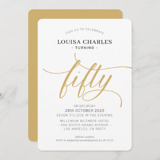 50 elegante Geburtstagsskripte, modernes Gold Einladung