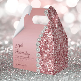 50. Elegante Rose Gold Geburtstag Geschenkschachtel