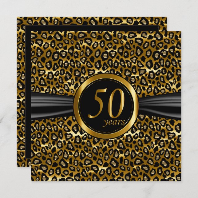 50. Exotic Glamour Leopard Design Einladung (Vorne/Hinten)