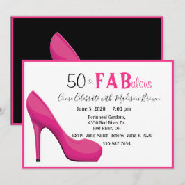 50 & Fab 50 und fabelhafte rosa High Heel Einladung