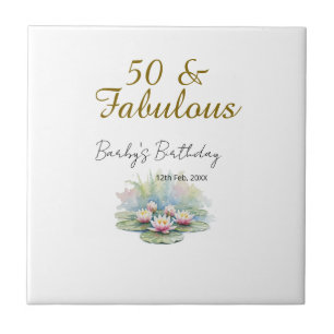 50 & fabelhaft goldene Wasserlotus-Lilie Aquarell  Fliese