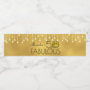 50 & Fabelhaft Schwarz auf Gold Gelbe Kaktusblüte Wasserflaschenetikett