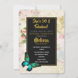 50 & fabelhafte Geburtstag mit Vintager Collage Ei Einladung