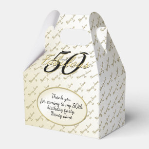 50 & fabelhafte Geburtstagsparty Black/Gold-Nachri Geschenkschachtel