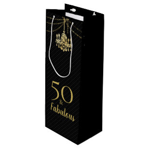 50 & fabelhafte Geburtstagsparty Goldener Kronleuc Geschenktüte Für Weinflaschen