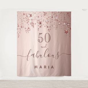 50 fabelhafte Geburtstagssterne Rose goldene Funke Wandteppich