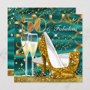 50 fabelhafte Glitzer Gold Jade Birthday Einladung