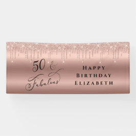 50 fabelhafte Glitzer Rose Gold Geburtstagsparty Banner