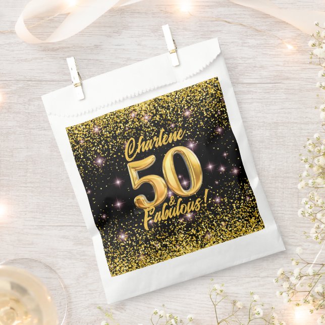 50 fabelhafte Gold Glitzer Pink Stars 50. Geburtst Geschenktütchen (Ausgeschnitten)