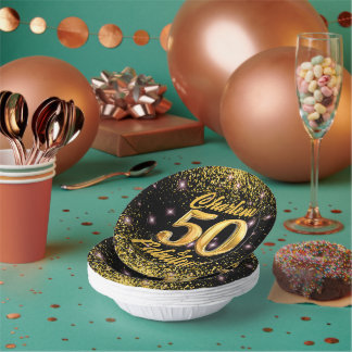 50 fabelhafte Gold Glitzer Pink Stars 50. Geburtst Pappteller