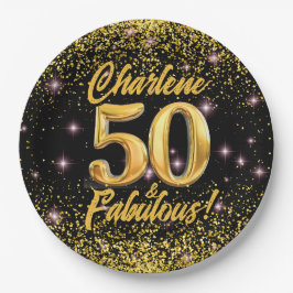 50 fabelhafte Gold Glitzer Pink Stars 50. Geburtst Pappteller