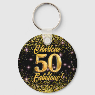 50 fabelhafte Gold Glitzer Pink Stars 50. Geburtst Schlüsselanhänger