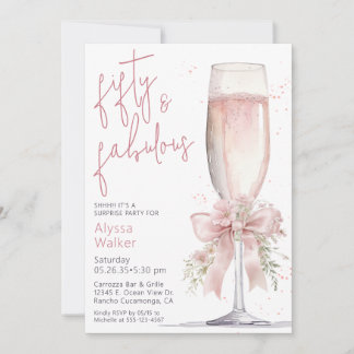 50 Fabelhafte rosa Champagnerglas-Überraschungsgeb Einladung