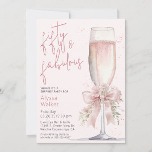 50 Fabelhafte rosa Champagnerglas-Überraschungsgeb Einladung
