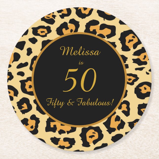 50 fabelhafter Leopard-Untersetzer Runder Pappuntersetzer (Vorderseite)