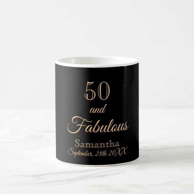 50 fabelhafter schwarzer Goldname Kaffeetasse (Mittel)