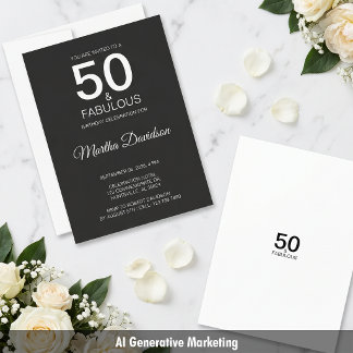 50 & Fabulose elegante schwarze Geburtstagseinladu Einladung