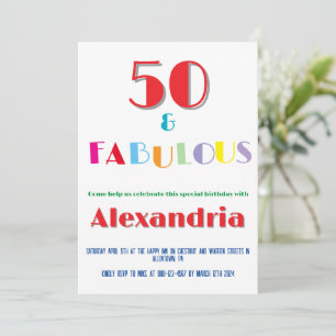 50 & Fabulose farbenfrohe moderne Geburtstagseinla Einladung