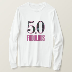 50 & Fabulous 50. Geburtstag Pink Black Typografy T-Shirt