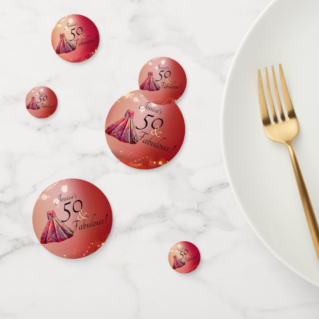 50 & Fabulous 50. Geburtstag Red Gold Sparkle Konfetti (Gruppe)