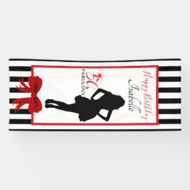 50 & FABULOUS 50. Geburtstag Schwarz/Weiß Streifen Banner