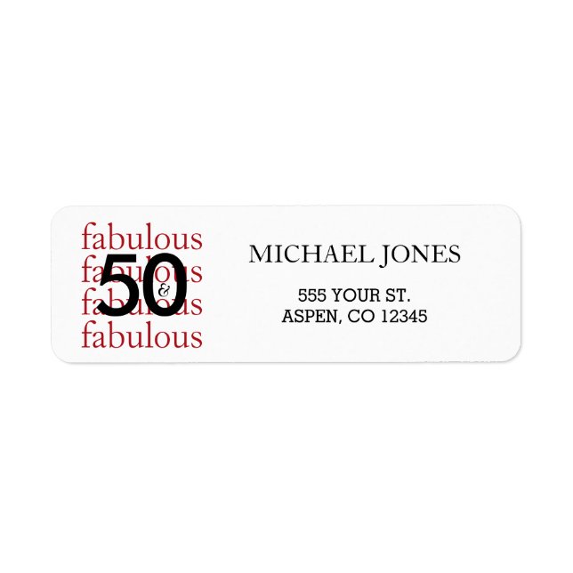50 & Fabulous 50. Geburtstags-Rücksendeadressen-Au (Vorne)