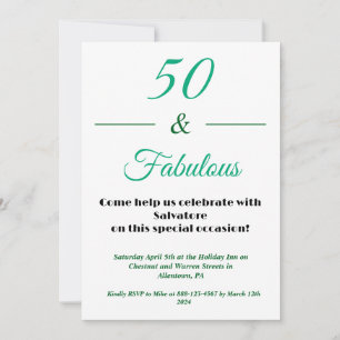 50 & Fabulous 50. Geburtstagseinladung Einladung