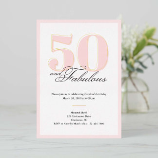 50 & Fabulous 50. Geburtstagseinladung Folieneinladung