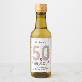50 & Fabulous Add Name Niedlich Blue Confetti Gebu Weinetikett