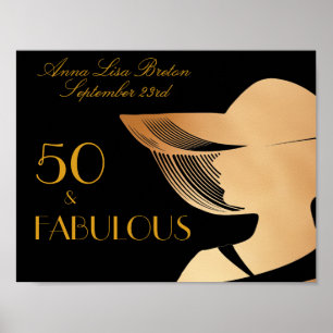 50 & Fabulous Art Deco Elegantes Gold 50. Geburtst Poster