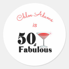 50 & Fabulous Birthday Bash Personalisiert Runder Aufkleber