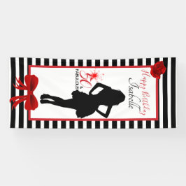 50 & FABULOUS Birthday Black/White Stripes Banner