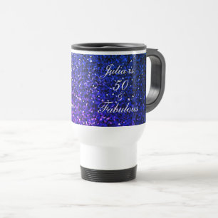 50 Fabulous Birthday Blue Glitzer Geschenk Gefalle Reisebecher