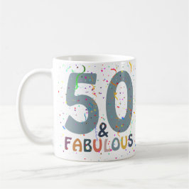 50 & Fabulous Birthday Blue Niedlich Modern Typogr Kaffeetasse