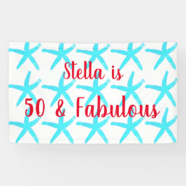 50 & Fabulous Birthday Blue Starfish Patterns Nied Banner