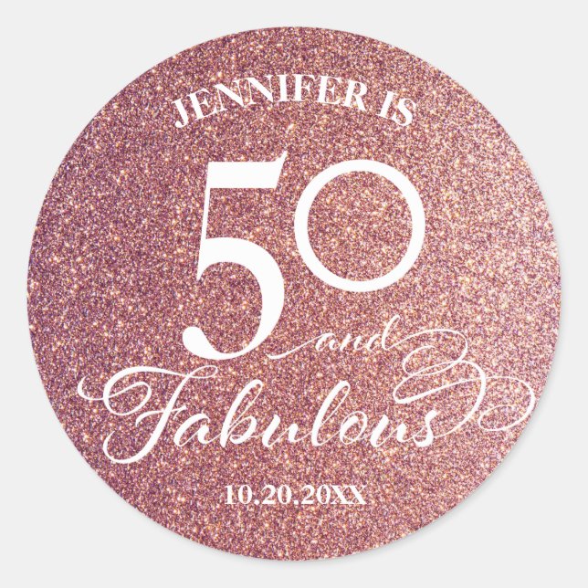 50 Fabulous Birthday Classic Round Sticker (Vorderseite)