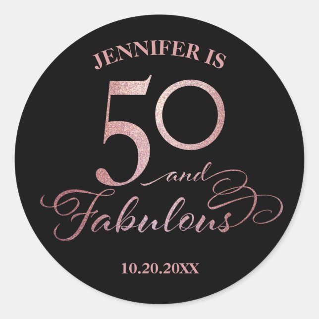 50 Fabulous Birthday Classic Round Sticker (Vorderseite)