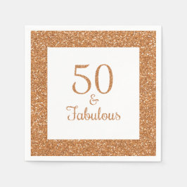 50 & Fabulous Birthday Funkelnd Gold Glitzer Serviette