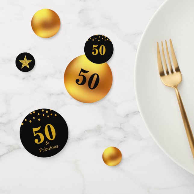50 & Fabulous Birthday Gold Black Table Confetti Konfetti (Gruppe)