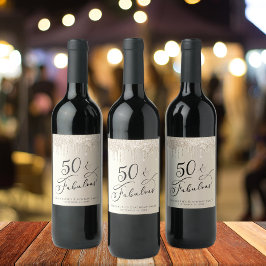 50 Fabulous Birthday Gold Glitzer Personalisiert Weinetikett