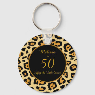50 & Fabulous Birthday Leopard Print Schlüsselanh Schlüsselanhänger