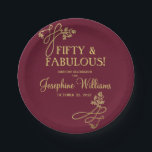 50 & Fabulous Birthday Red Gold Pappteller<br><div class="desc">Elegante 50 und fabelhafte Geburtstagsparty-Teller für Ihr besonderes Event mit Goldfilebesitz,  um noch mehr Festlichkeit hinzuzufügen. Alle Design-Fragen,  senden Sie einfach eine E-Mail an charmdesignstudio@rcn.com und wir freuen uns,  Ihnen zu helfen. Es gibt noch viel mehr Party-Artikel,  die für Ihre Veranstaltung geeignet wären — einfach gefragt!</div>