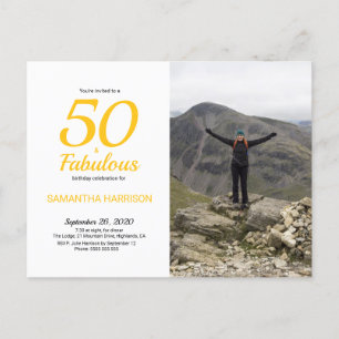 50 & Fabulous Birthday Yellow Black Foto Postkarte