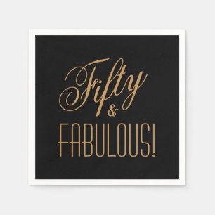 50 & FABULOUS! Black & Aztec Gold 50. Geburtstag Serviette