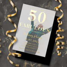50 & Fabulous Black & Gold Foil Foto