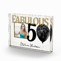 50 & Fabulous Black Gold Glam Foto Block