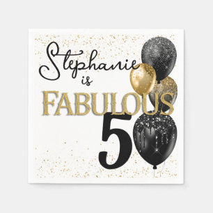 50 & Fabulous Black Gold Glam Geburtstag Napkin Serviette