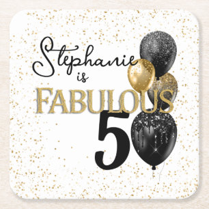 50 & Fabulous Black Gold Glam Paper Untersetzer