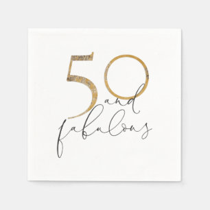 50 & Fabulous Black & White Gold 50. Geburtstag Serviette